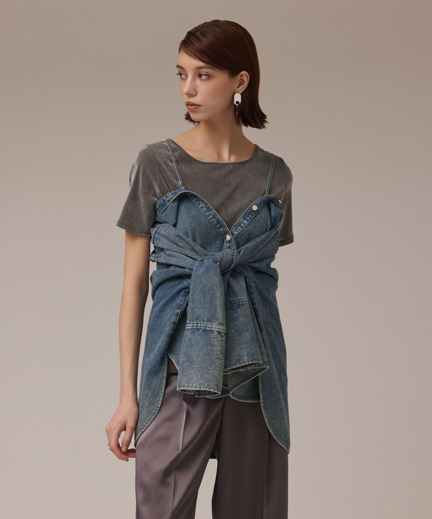 GRACE CONTINENTAL デニム2WAYシャツ ブルー