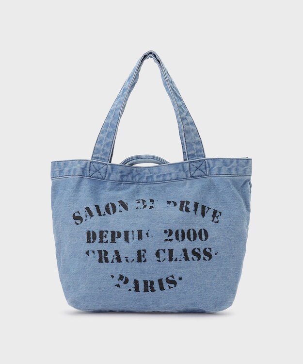 GRACE CONTINENTAL レタードデニムトート ブルー