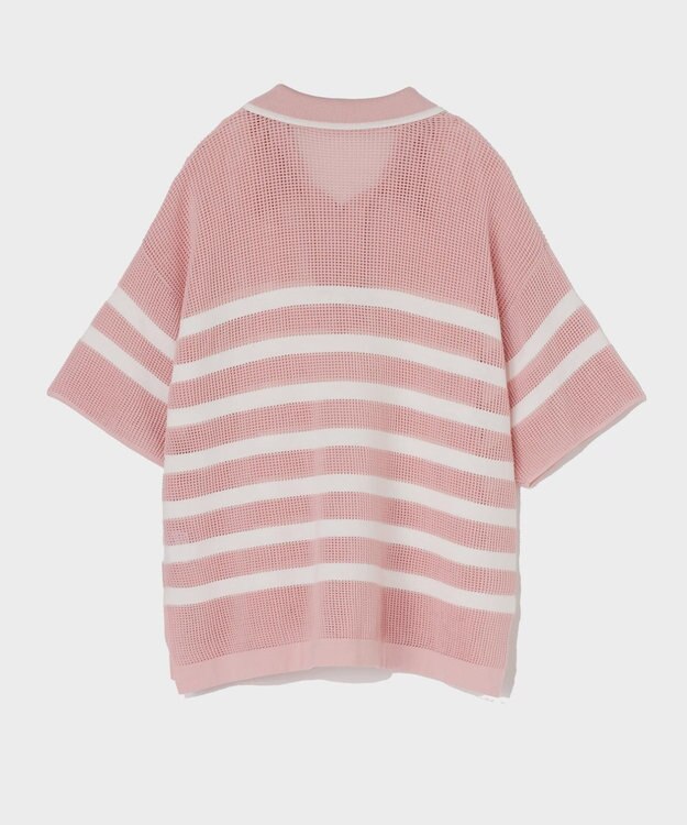 GRACE CONTINENTAL ワッフルボーダートップ ピンク