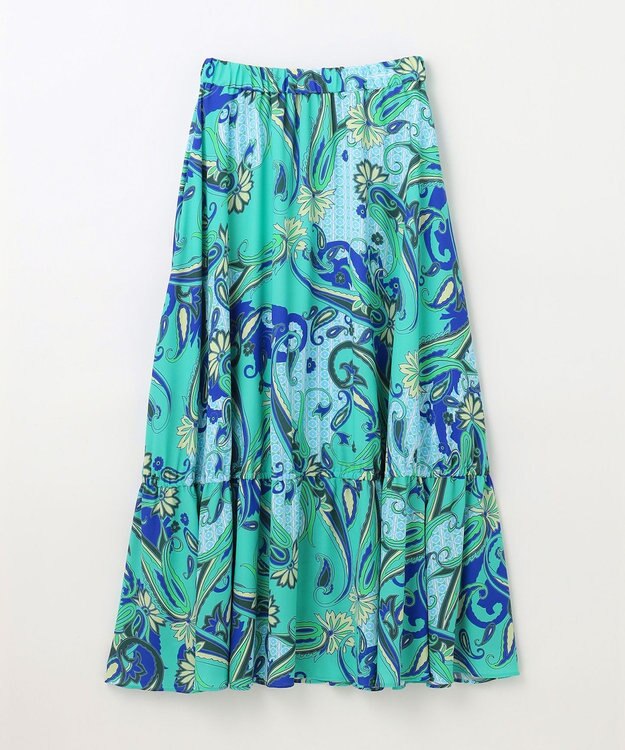 GRACE CONTINENTAL ペイズリープリントギャザスカート グリーン