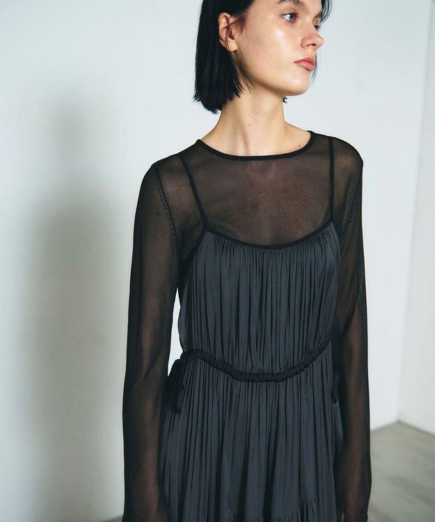 GRACE CONTINENTAL ギャザーキャミソールワンピース グレー