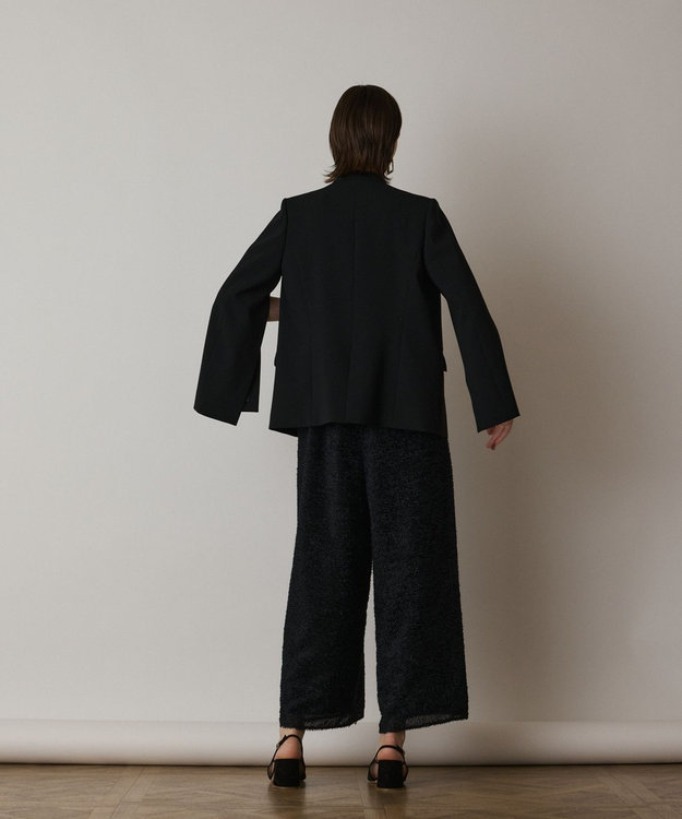 GRACE CONTINENTAL ダブルクロスノーカラージャケット ブラック