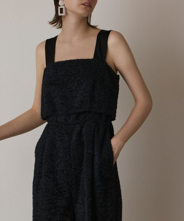 GRACE CONTINENTAL カットジャガードサロペット ブラック