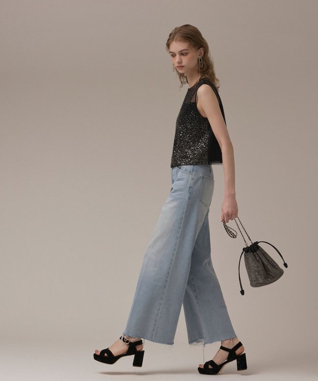 GRACE CONTINENTAL ビーズ刺繍トップ ブラック