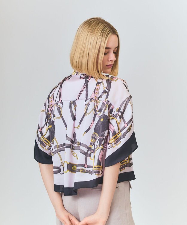 GRACE CONTINENTAL マリンスカーフプリントシャツ ピンク