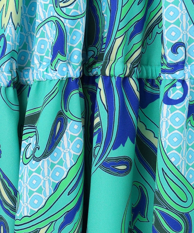 GRACE CONTINENTAL ペイズリープリントギャザスカート グリーン