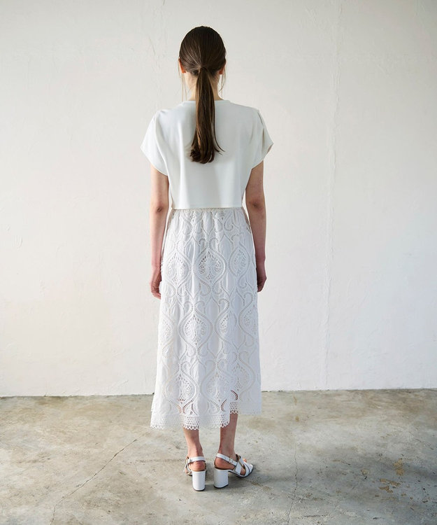 GRACE CONTINENTAL エンブロイダリーロングスカート ホワイト