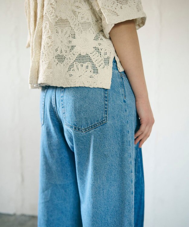 GRACE CONTINENTAL ボックスタックデニムパンツ インディゴ