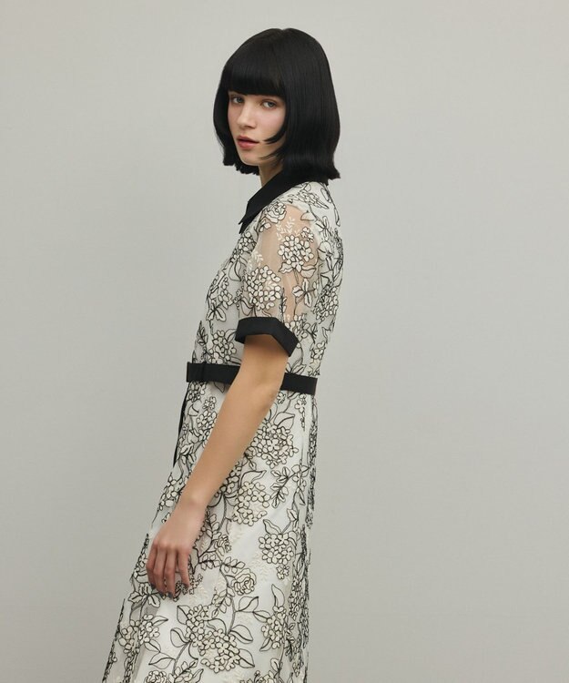 GRACE CONTINENTAL フラワーコード刺繍ワンピース キナリ