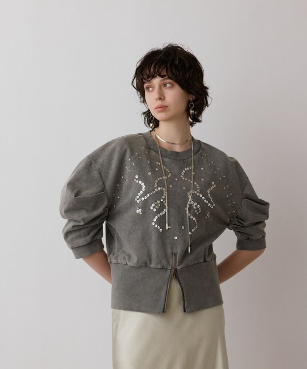 GRACE CONTINENTAL ピグメントショートトップ チャコール