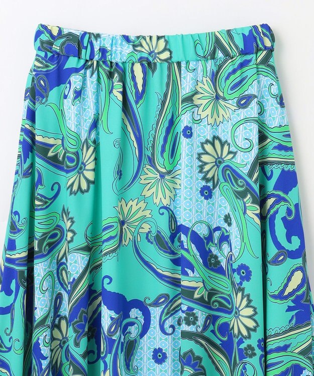 GRACE CONTINENTAL ペイズリープリントギャザスカート グリーン