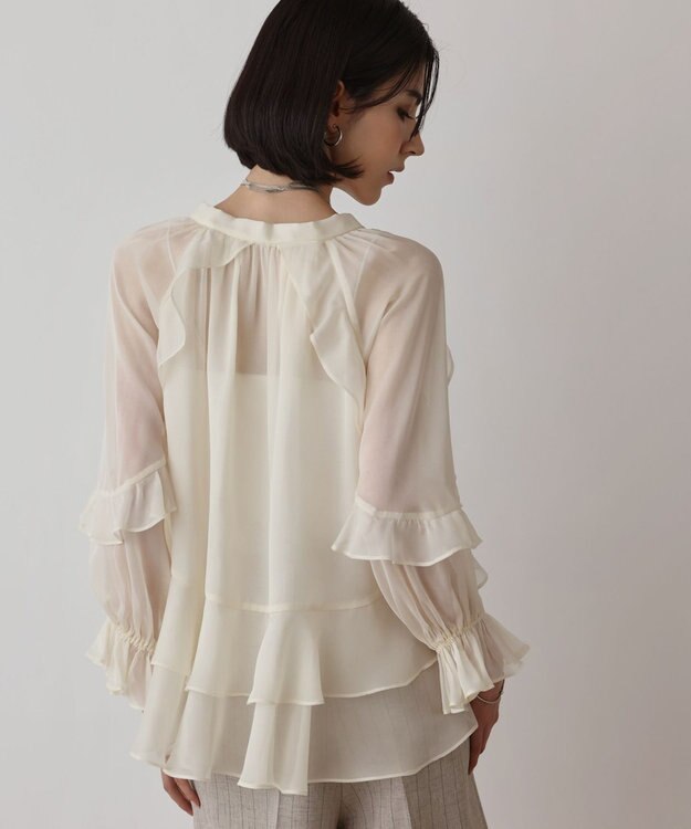 GRACE CONTINENTAL シフォンフレアブラウス キナリ