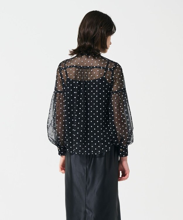 GRACE CONTINENTAL チュールドットボウタイブラウス ブラック