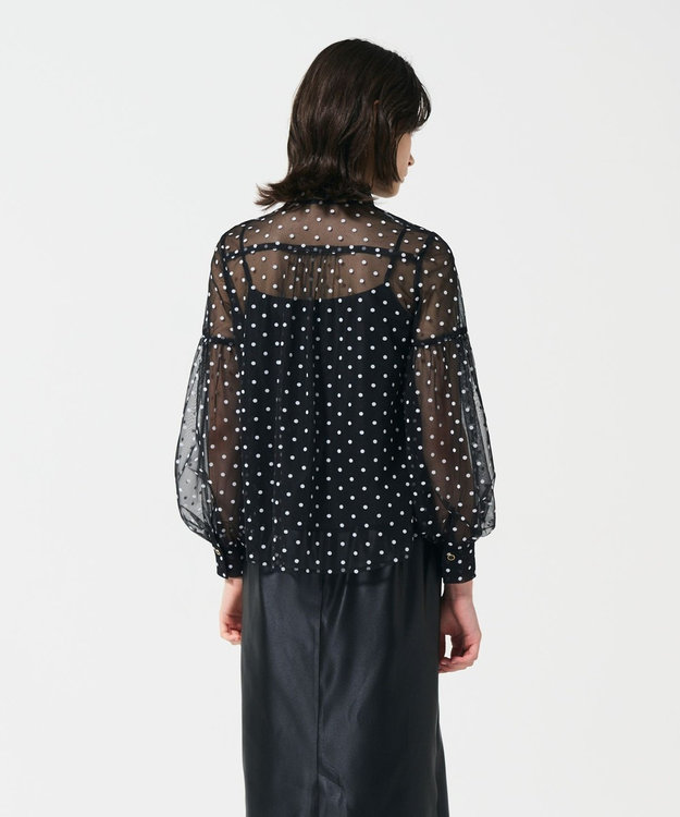 GRACE CONTINENTAL チュールドットボウタイブラウス ブラック