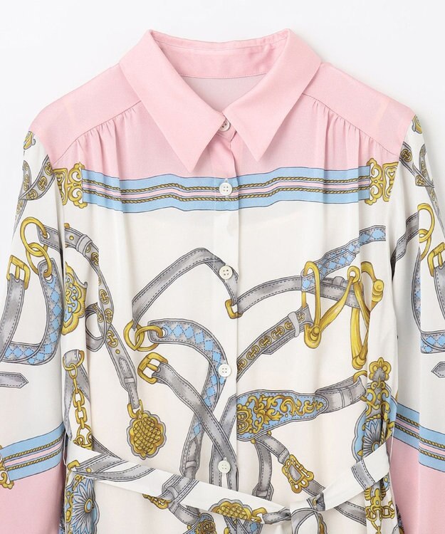 GRACE CONTINENTAL スカーフプリントシャツドレス ピンク