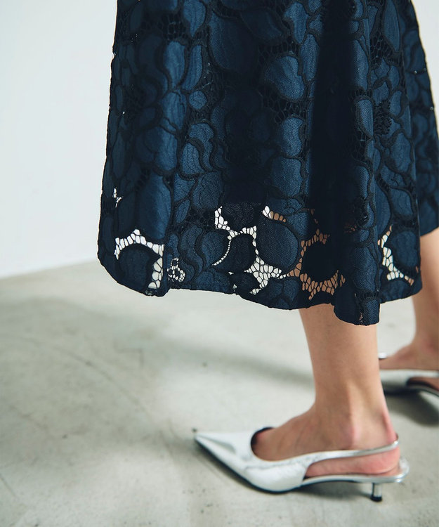 GRACE CONTINENTAL ローズレーススカート ネイビー