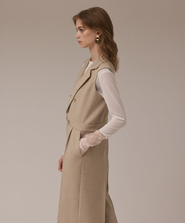 GRACE CONTINENTAL ツイードテーラーサロペット ベージュ