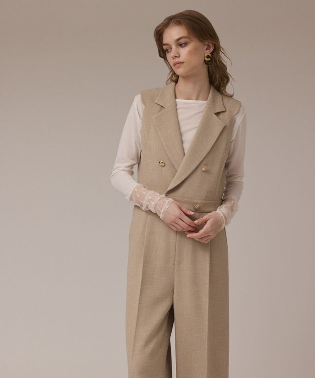 GRACE CONTINENTAL ツイードテーラーサロペット ベージュ