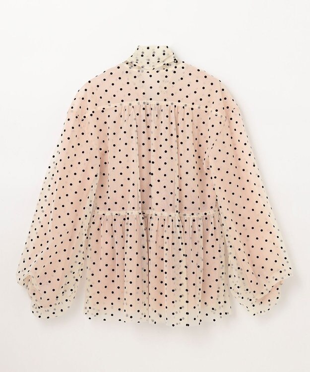 GRACE CONTINENTAL ドットフロッキーチュールトップ キナリ