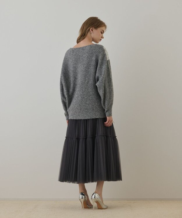 GRACE CONTINENTAL レースドルマンニットトップ グレー