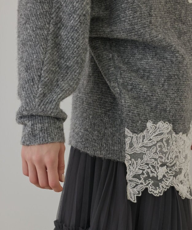 GRACE CONTINENTAL レースドルマンニットトップ グレー