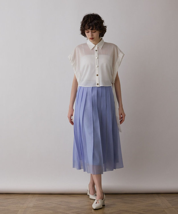 GRACE CONTINENTAL メッシュポンチョシャツ ホワイト