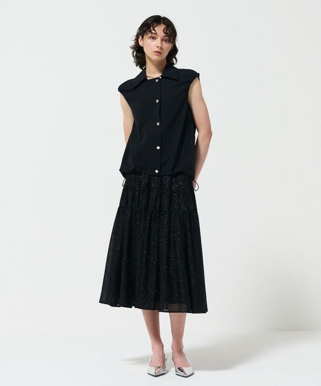 GRACE CONTINENTAL シフォンカットジャガードスカート ブラック