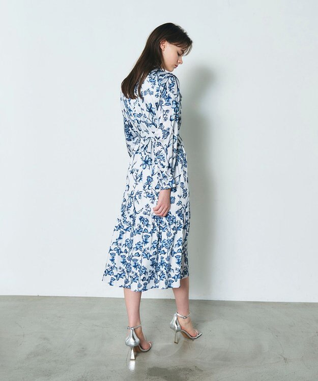 GRACE CONTINENTAL オリエンタルフラワープリントワンピース ホワイト