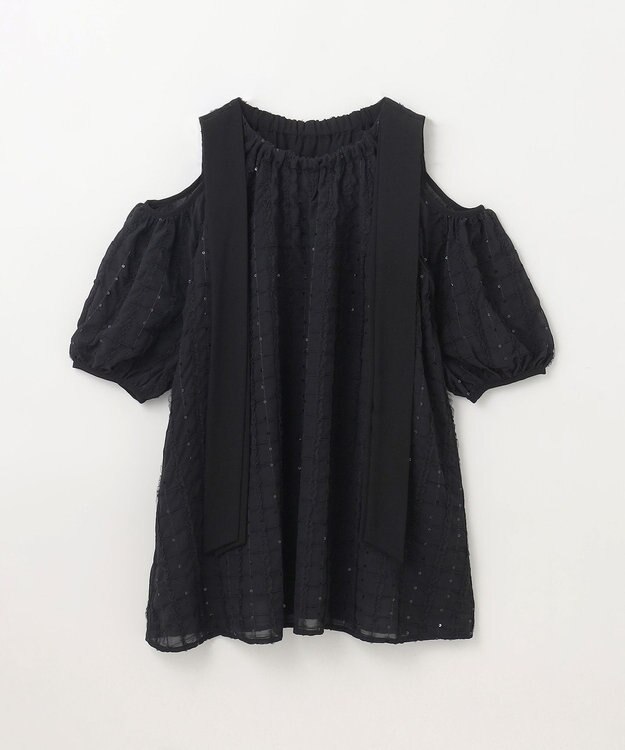 GRACE CONTINENTAL チュールフリルフレアトップ ブラック