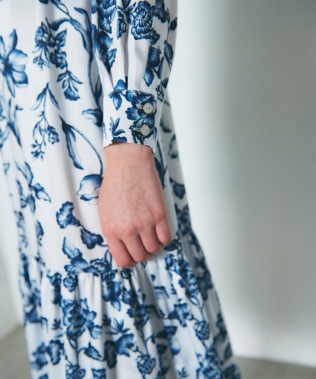 GRACE CONTINENTAL オリエンタルフラワープリントワンピース ホワイト