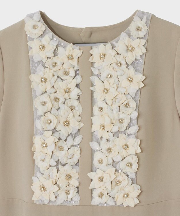 GRACE CONTINENTAL コサージュビジュードレス ベージュ