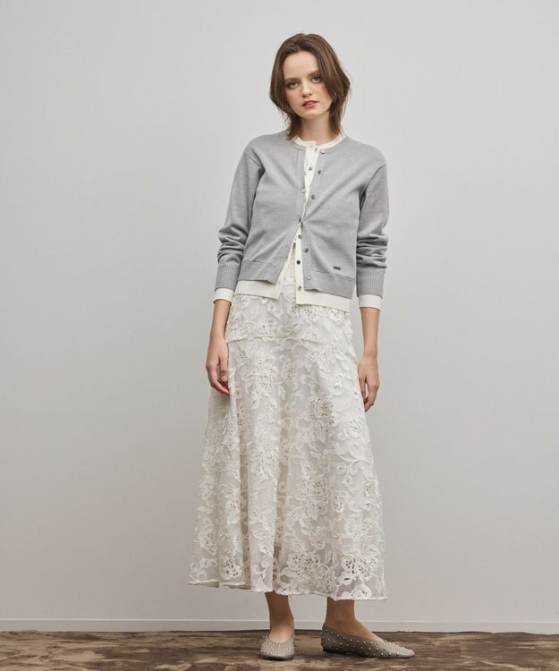 GRACE CONTINENTAL レイヤード風ニットカーディガン グレー