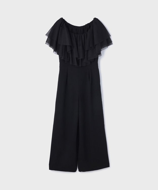 GRACE CONTINENTAL フリルケープサロペット ブラック