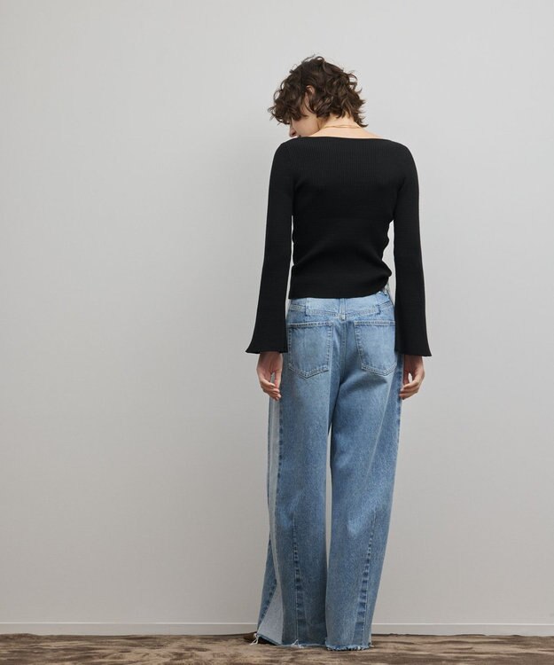 GRACE CONTINENTAL アイレットリブニットトップ ブラック