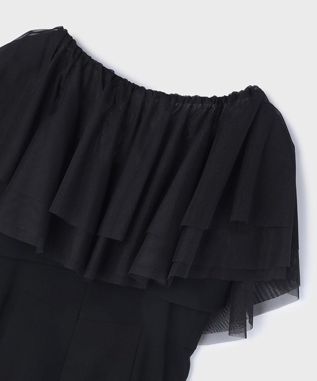 GRACE CONTINENTAL フリルケープサロペット ブラック