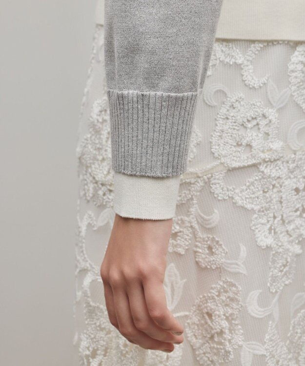 GRACE CONTINENTAL レイヤード風ニットカーディガン グレー