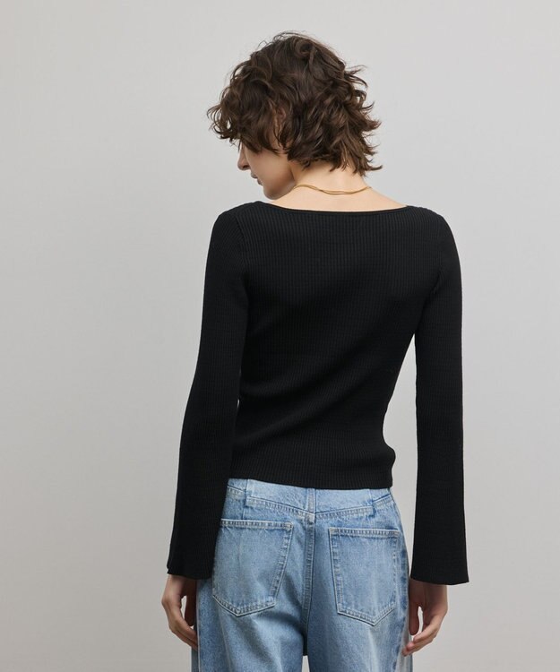 GRACE CONTINENTAL アイレットリブニットトップ ブラック