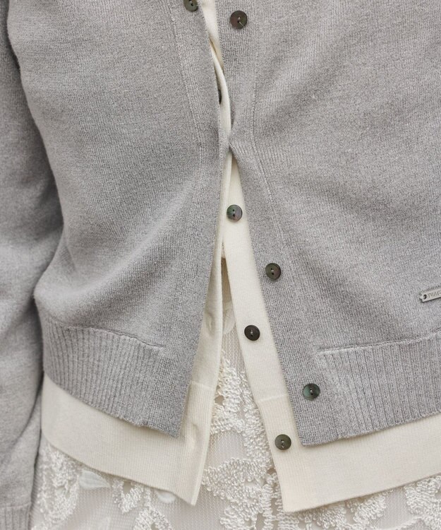 GRACE CONTINENTAL レイヤード風ニットカーディガン グレー