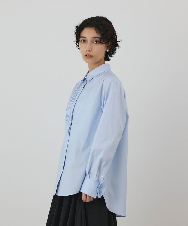 GRACE CONTINENTAL ピンタックドレスシャツ ブルー