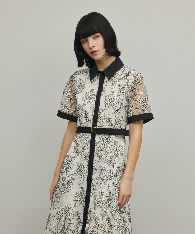 GRACE CONTINENTAL フラワーコード刺繍ワンピース キナリ