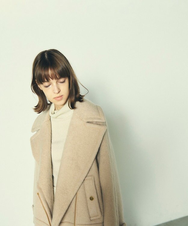 GRACE CONTINENTAL シャギーライダースコート ベージュ
