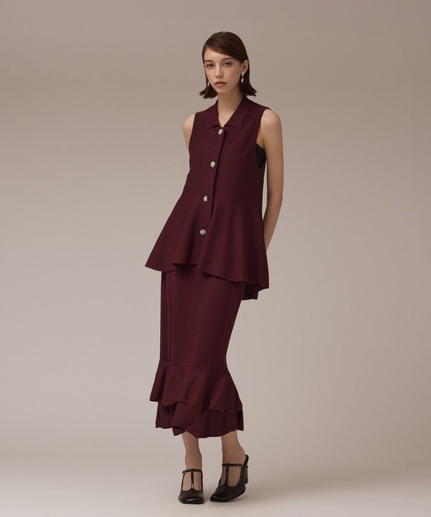 GRACE CONTINENTAL ビジューニットベスト ボルドー