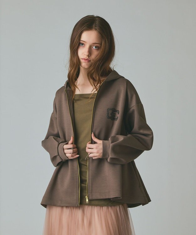 GRACE CONTINENTAL ロゴドロストフーディ カーキ