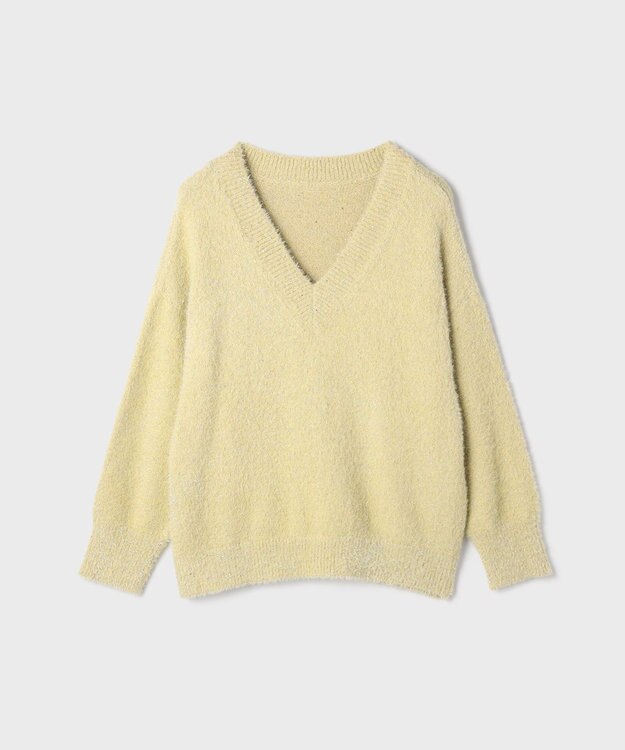 GRACE CONTINENTAL ラメフェザーニットトップ イエロー