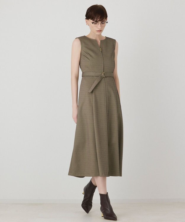 GRACE CONTINENTAL フレア切替カットワンピース ベージュ