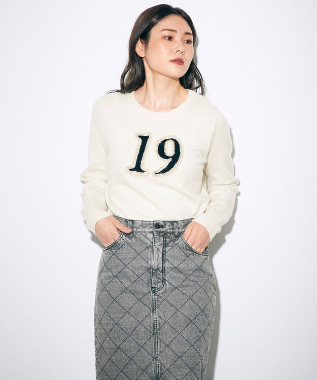 GRACE CONTINENTAL ナンバーモチーフニットトップ キナリ