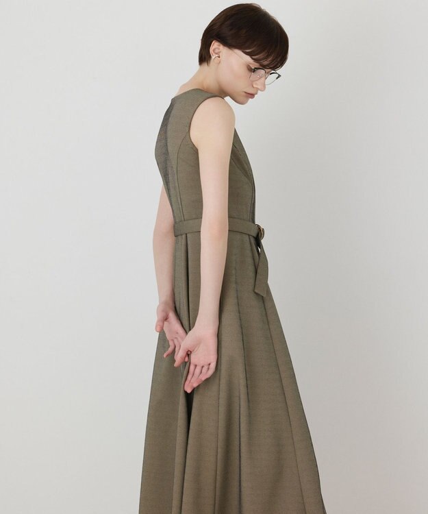 GRACE CONTINENTAL フレア切替カットワンピース ベージュ