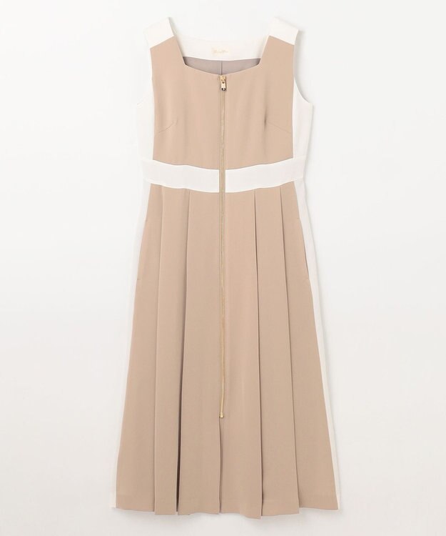 GRACE CONTINENTAL ラインバイカラードレス ベージュ