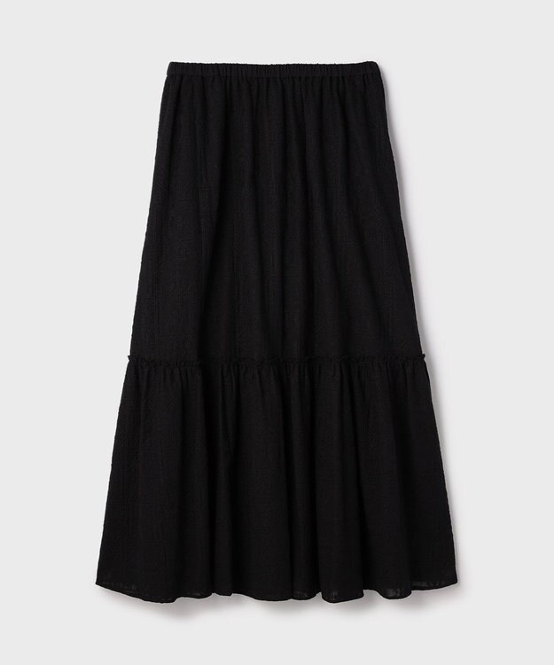 GRACE CONTINENTAL ティアードエンブロイダリースカート ブラック