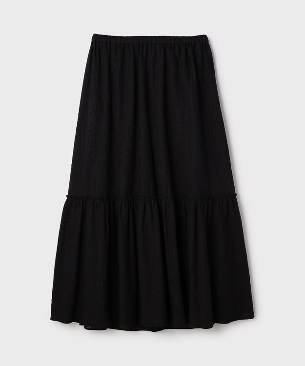GRACE CONTINENTAL ティアードエンブロイダリースカート ブラック